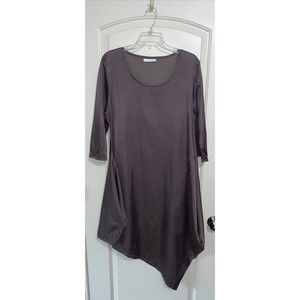 bryn Walker Asymmetrical 3/4 Sleeve Midi Tunic Lagenlook Dress, Purple, Small